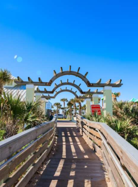 This image shows Ormond Beach with its serene coastline and picnic areas. Families are enjoying the peaceful environment, with waves gently reaching the shore under the warm sunlight.