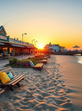 This image shows the beautiful Atlantic City beach with soft sandy shores and people relaxing under umbrellas, enjoying the sun, and taking in the view of the ocean waves crashing gently.