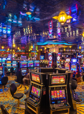 This image shows the luxurious Resorts Casino in Atlantic City, with visitors enjoying the casino floor, fine dining, and entertainment options, offering a complete experience for travelers.