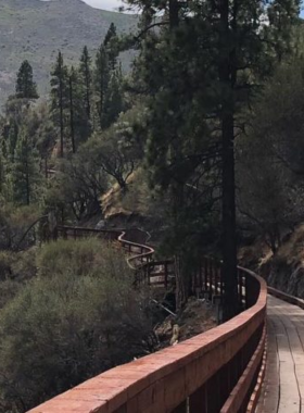 This image shows a section of the Tahoe-Pyramid Trail, a scenic hiking path stretching from Lake Tahoe to Pyramid Lake. The trail offers beautiful views of the Truckee River and surrounding landscapes, attracting outdoor enthusiasts for activities like hiking, biking, and photography.