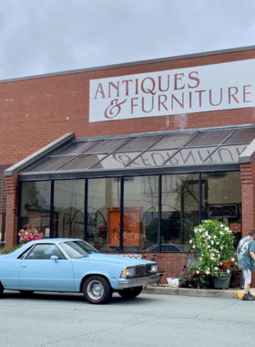 This image shows vintage and antique items displayed at the Antique Market Place, offering unique finds like furniture, jewelry, and collectibles that tell stories of the past.