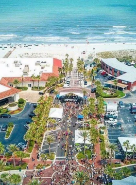 This image shows the laid-back Beaches Town Center near Atlantic Beach, with charming local shops, casual dining options, and beautiful ocean views, offering a relaxed coastal experience.