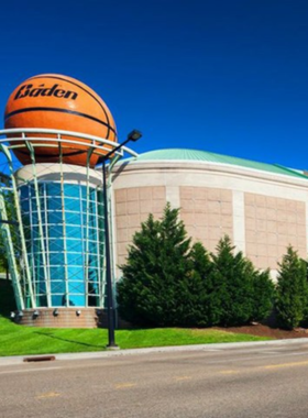 This image shows the Women’s Basketball Hall of Fame, with exhibits showcasing the history and achievements of women in basketball. The museum honors legendary players, coaches, and contributors to the sport of basketball.