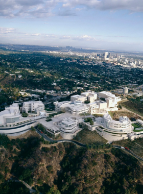 This image shows The Getty Center’s modern architecture, vibrant gardens, and panoramic views, showcasing its art and serene outdoor spaces.