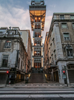 This image shows the Santa Justa Lift in Lisbon, a historic elevator offering panoramic views of the city, connecting Baixa to the Carmo Square.

