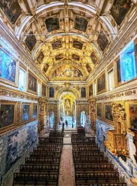 This image shows a collection of traditional Portuguese azulejos (decorative tiles) displayed at the National Tile Museum in Lisbon, showcasing the rich cultural heritage.