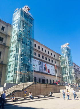  This image shows the Reina Sofía Museum in Madrid, dedicated to modern and contemporary art, featuring famous works like Picasso's "Guernica," offering a deep dive into Spanish art history.