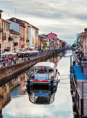 This image shows Milan’s Navigli District, known for its picturesque canals, lively atmosphere, and vibrant nightlife. The area is full of cafes, unique shops, and places to enjoy traditional Italian aperitivo.