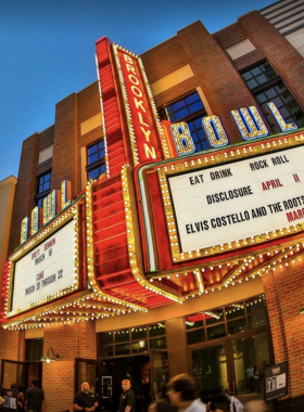 This image shows that Brooklyn Bowl combines bowling with live music and great food, hosting performances from renowned bands and local artists in a lively atmosphere, perfect for a night out in Williamsburg.