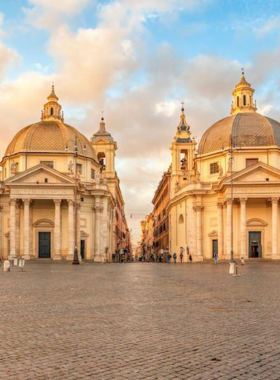 This image shows Piazza del Popolo, a grand square in Rome surrounded by churches, an obelisk, and impressive architecture. It’s a great spot to admire the beauty of the city.