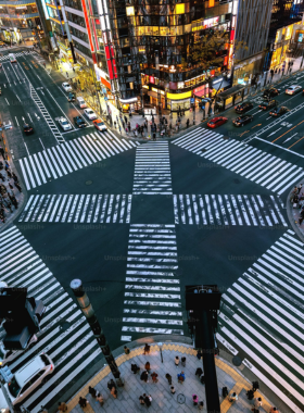 This image shows the famous Shibuya Crossing in Tokyo, the world’s busiest pedestrian intersection, filled with people crossing in all directions amidst towering neon signs, making it one of Tokyo's most iconic sights.