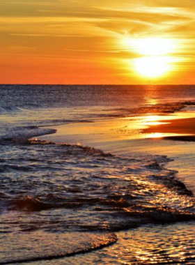 This image shows the serene, undeveloped beach at Perdido Key State Park. With crystal-clear water and quiet, peaceful surroundings, the park offers an ideal place for nature lovers and beachgoers to relax, swim, fish, or enjoy the quiet beauty of the natural coastal landscape.