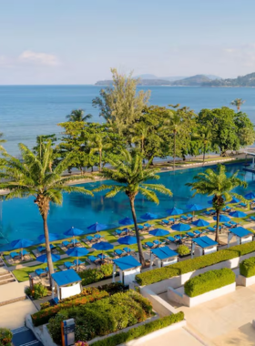 This image shows Hyatt Regency Phuket Resort, featuring garden views and luxurious accommodations. The resort’s eco-tourism initiatives and local community support provide a unique and sustainable vacation experience for guests.