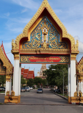  This image shows the stunning Wat Chalong Temple in Phuket, a cultural and spiritual landmark known for its intricate architecture, golden pagodas, and serene surroundings. The temple is surrounded by lush greenery, making it a peaceful retreat for visitors seeking cultural immersion and tranquility.