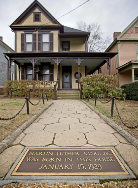 This image shows the Martin Luther King Jr. National Historical Park, including his birth home and Ebenezer Baptist Church. The site honors Dr. King’s legacy in the civil rights movement and provides a peaceful environment for reflection on his impactful life and work for equality.