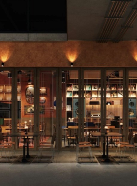 This image shows Vinyl & Wine, a stylish wine bar in Chiang Rai that offers fine wines, a cozy atmosphere, and relaxing vinyl music, making it a great place to relax and enjoy good drinks with friends.