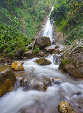 7. Khun Korn Waterfall This image shows Khun Korn Waterfall, one of Chiang Rai’s tallest and most picturesque waterfalls. Surrounded by a lush jungle, the dramatic flow of water against the greenery makes it a stunning location for nature photography.