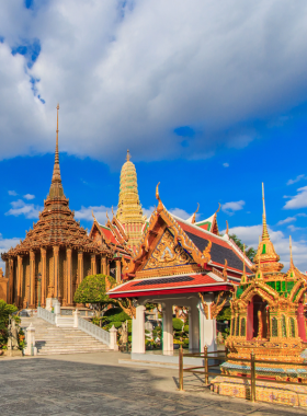 This image shows the lush greenery of Phra Nakhon Si Ayutthaya Park, with ancient ruins peeking through the trees. The calm and serene environment creates a harmonious blend of history and nature.