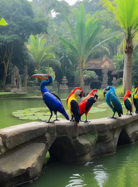 bali-bird-park-birdwatching This image shows the Bali Bird Park, home to over 1,000 birds from 250 species. The image captures a variety of colorful birds in their natural-looking habitats. Visitors can explore different aviaries, watching feeding shows and learning about conservation efforts. The park provides an educational and immersive experience, perfect for families and wildlife enthusiasts wanting to explore Bali’s diverse birdlife.
