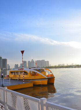 This image shows a water taxi gliding along the Saigon River, offering a scenic view of Ho Chi Minh City’s skyline. The boat ride provides a refreshing alternative to the crowded streets, allowing visitors to take in the sights of the city from the water. The river’s calm waters reflect the urban landmarks, making it a relaxing and enjoyable way to experience the beauty of the city from a different perspective.