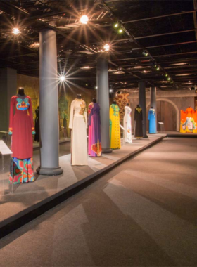 This image shows the Ao Dai Museum, dedicated to the traditional Vietnamese Ao Dai dress. The museum showcases the history and evolution of the Ao Dai, highlighting its significance in Vietnamese culture. The exhibits also focus on the craftsmanship behind the design and how it has transformed over time, offering visitors a deeper appreciation of this iconic garment.