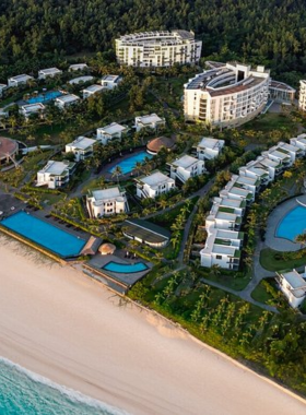 This image shows that Melia Danang Beach Resort offers a mix of luxury and beach relaxation with spacious rooms, a beautiful pool, and direct access to the sea. The resort's laid-back yet sophisticated vibe makes it a fantastic place to unwind for 2-3 days while enjoying beach activities, spa treatments, and nearby sites.