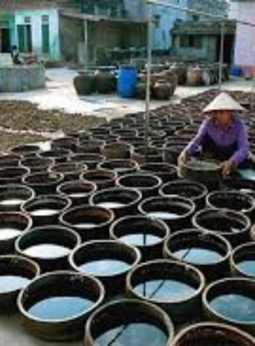 This image shows the traditional fish sauce-making process in Nam O Fish Sauce Village, located just outside Da Nang. The image captures the artisans at work, creating authentic fish sauce that has been perfected by locals for generations. Visitors can learn about the craftsmanship behind this essential Vietnamese ingredient and sample the rich, flavorful sauce. The village offers an authentic cultural experience, providing insight into local culinary traditions and a chance to appreciate the hard work involved in making fish sauce.