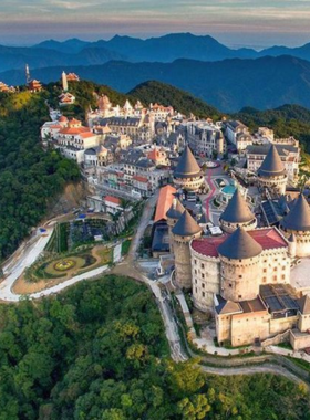 This image shows that Ba Na Hills is home to the iconic Golden Bridge, with its impressive design and stunning mountainous backdrop. The area offers a breathtaking view of the misty mountains and lush forests. It's a perfect spot for photography, blending modern architecture with the natural beauty of Da Nang, making it a must-visit destination for anyone who loves scenic photography.