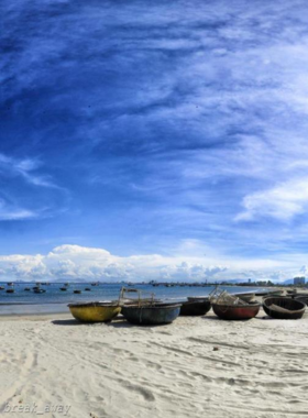 This image shows that Phuoc My Beach, near Son Tra Peninsula, is a hidden gem for nature and wildlife photography. The tranquil beach offers stunning coastal views, while the surrounding forest is home to a variety of birds and local wildlife. The peaceful setting allows for capturing both the beauty of the natural landscape and the biodiversity of this lesser-known location in Da Nang.