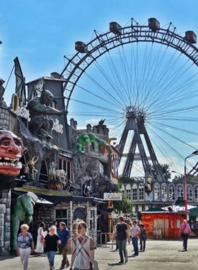 This image shows Prater Park, a vast and lush green space in Vienna, known for its iconic Giant Ferris Wheel. The park offers a perfect place for a leisurely stroll or a bike ride amidst nature. It also houses an amusement park with exciting rides and attractions. Whether you’re enjoying a peaceful walk in the park or indulging in fun-filled activities, Prater is a great place for relaxation and entertainment.