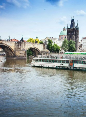 This image shows a Vltava River cruise in Prague, offering an amazing way to see the city from the water. Tourists often take these cruises to admire the views of famous landmarks such as the Prague Castle, Charles Bridge, and the city’s historic architecture from a unique perspective. River cruises are available at different times of day, with some offering dinner options for a more leisurely experience. It’s a wonderful opportunity to capture stunning photos and enjoy Prague’s beauty from a different angle.