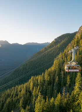 This image shows Grouse Mountain in Vancouver, an outdoor paradise known for adventure and breathtaking views. The mountain is covered with dense forests and rocky trails, with hikers making their way up the famous Grouse Grind. At the summit, visitors enjoy panoramic views of Vancouver’s skyline and the Pacific Ocean. In winter, the slopes are covered in snow, with people skiing and snowboarding. During summer, zip-lining, wildlife encounters, and nature walks make this spot a year-round adventure destination.