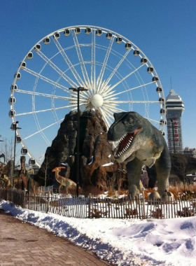 This image shows tourists enjoying a ride on the Niagara SkyWheel, which offers panoramic views of the Niagara Falls area. From this towering observation wheel, visitors can see the falls, the surrounding town, and the river winding through the landscape. It’s a peaceful and scenic way to take in the beauty of Niagara Falls from above, offering incredible views of both the Canadian and American sides of the falls."