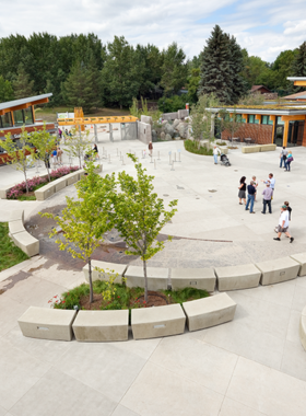 This image shows a scene from Edmonton Valley Zoo, where visitors can enjoy seeing a variety of animals from around the world. The zoo features over 350 species, including exotic animals and native wildlife. The zoo is located in the beautiful river valley, making it an ideal place for families to spend time outdoors. With interactive exhibits and educational opportunities, it’s a fun and informative experience for all ages.