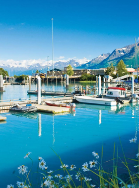 This image shows that Prince William Sound is a pristine coastal area, famous for its breathtaking views of glaciers, mountains, and wildlife. The photograph showcases the serene waters surrounded by towering snow-capped peaks, making it a perfect location for kayaking, boat tours, and wildlife viewing. Visitors can spot sea otters, humpback whales, and other marine creatures while enjoying the peaceful surroundings. Prince William Sound is a tranquil, beautiful escape, offering a unique glimpse into Alaska's untamed wilderness.