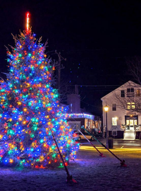 This image shows the charming downtown Mystic, filled with boutiques, cafes, and scenic waterfront views. The streets are lined with quaint shops, and the area offers a peaceful stroll through picturesque surroundings. Visitors can shop for unique souvenirs, enjoy delicious pastries, or relax in one of the cozy cafes. The district’s vibrant atmosphere makes it a perfect spot for shopping and dining while enjoying Mystic’s historic charm.