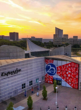 This image shows Exploration Place, a science and discovery museum in Wichita, Kansas, designed for visitors of all ages. With interactive exhibits covering space, physics, technology, and more, it’s an exciting and educational experience for children and adults alike. The museum also hosts special events and hands-on learning activities, making it a fun place to learn about science while enjoying creative exhibits. It's a great stop for family fun and learning.