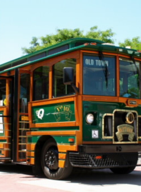 This image shows the Wichita Trolley, a fun and educational way to explore the city’s landmarks and historical sites. The trolley provides a guided tour, stopping at popular spots like Old Town and the Keeper of the Plains. It's a comfortable and enjoyable ride around the city, offering interesting facts and insights about Wichita’s history. It’s an ideal choice for first-time visitors or those looking to relax while seeing the best the city has to offer.