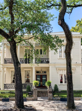 This image shows the grand mansions of the Garden District in New Orleans, featuring antebellum architecture with tall columns, intricate details, and lush green gardens. The district, known for its historic beauty, was once home to wealthy settlers. The streets are lined with majestic oak trees, and the area remains a symbol of New Orleans’ cultural heritage and elegance.