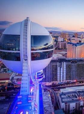 This image shows that the High Roller, located at The LINQ Promenade, offers breathtaking panoramic views of Las Vegas from its 550-foot-tall observation wheel. As the world’s largest observation wheel, it provides a unique experience for visitors, offering a bird’s-eye view of the Las Vegas Strip, surrounding desert, and the beautiful desert landscape. The ride lasts around 30 minutes, giving guests ample time to enjoy the stunning views, especially during sunset or at night when the city is lit up with vibrant lights. It’s a must-do experience for anyone visiting Las Vegas.