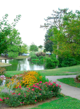 This image shows Eden Park, a beautiful green space in Cincinnati, featuring scenic walking trails, a peaceful lake, and historic landmarks. The park’s overlook offers breathtaking views of the city skyline, making it a popular spot for photography and relaxation. People are seen having picnics on the grass, jogging along tree-lined paths, and enjoying the fresh air. The Cincinnati Art Museum and Krohn Conservatory are visible in the background, making Eden Park an ideal destination for combining nature with culture.